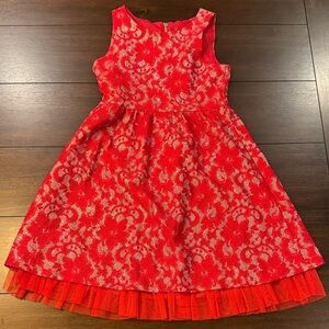 Justice Vibrant Red Lace Kids Dress